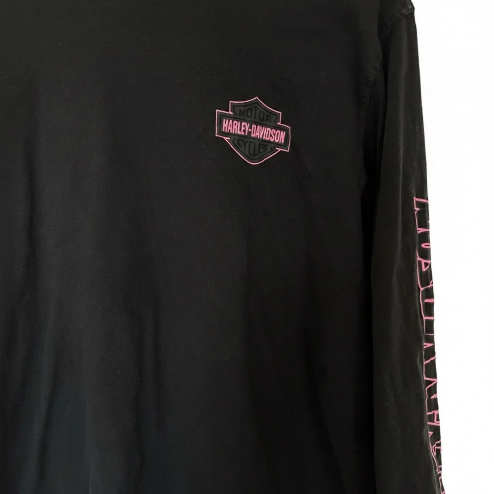 Vtg 2010 Harley Davidson Made in USA Pink Logo Graphic T-Shirt XL Unisex - Picture 2 of 8